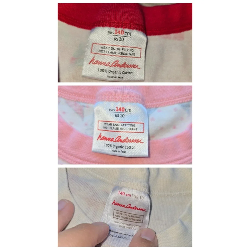 Hanna Andersson Girls Pajama Tops Lot Size 10 Organic Cotton Christmas Holiday